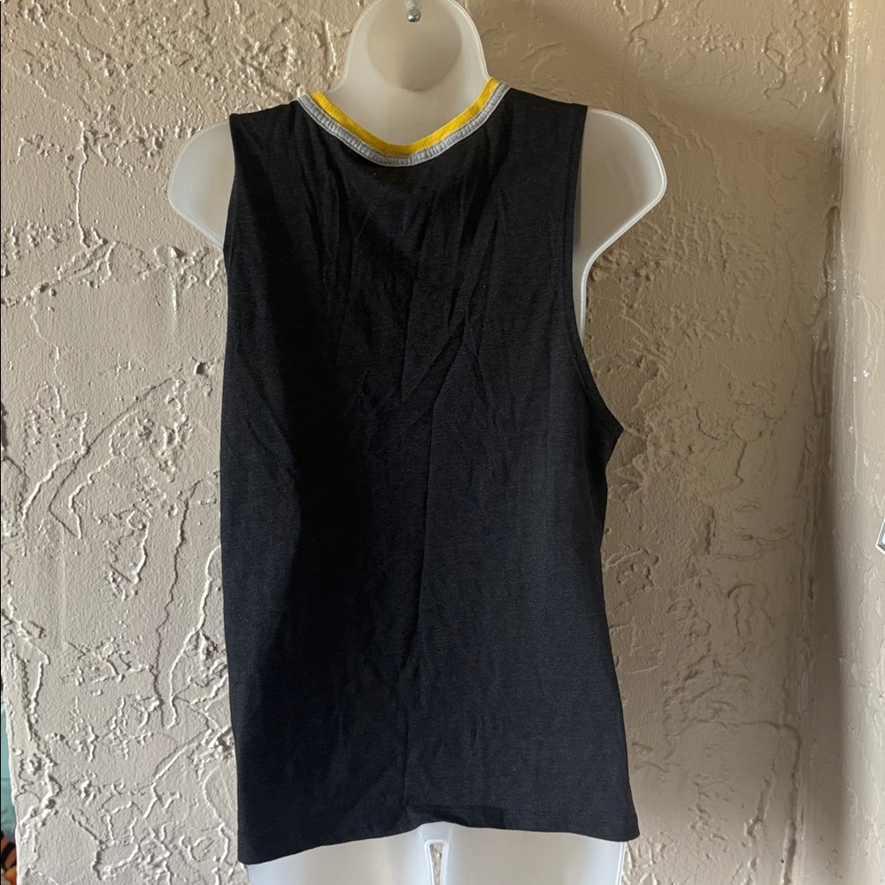 Harry Potter Hufflepuff Tank Top Gray and Yellow W/ Banner Flag - Picture 2 of 8
